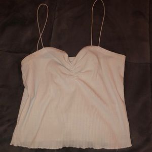 White scrunch tank top